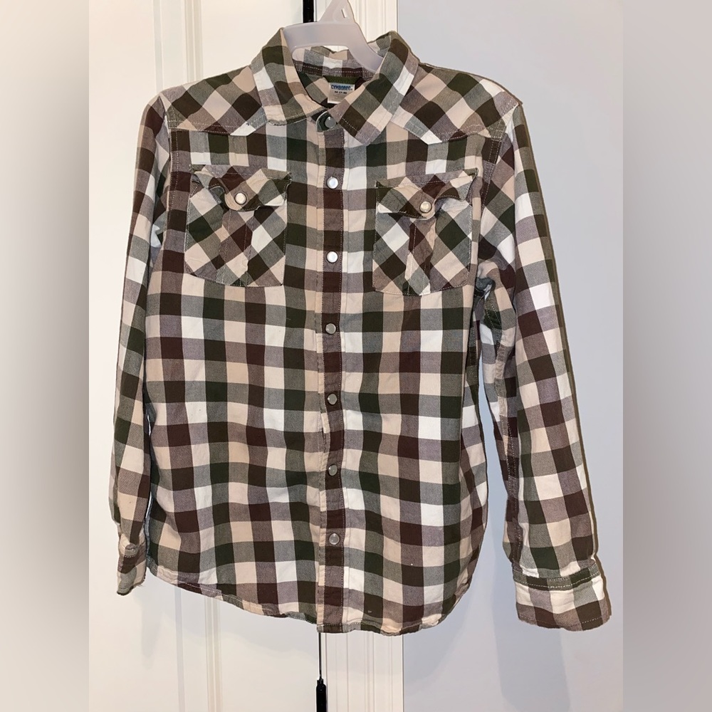 Boys Pearl Snap Fall Colors Button Down Sz M Gymboree
